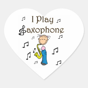 Sticker Cœur Je Joue du Saxophone T-shirts et Cadeaux pour Figu
