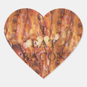 Sticker Cœur Je mange du texte Bacon avec Arrière - plan