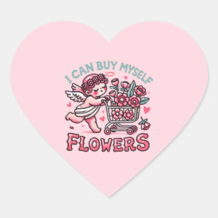 Sticker Cœur je peux m'acheter des fleurs panier fleuri angel c