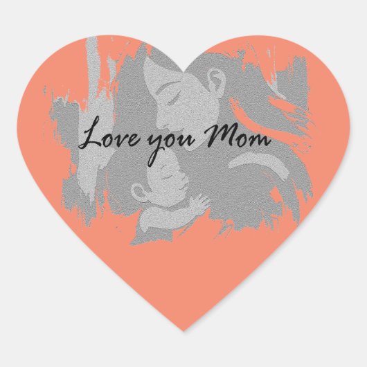 Sticker Cœur Je t'aime maman (Devant)