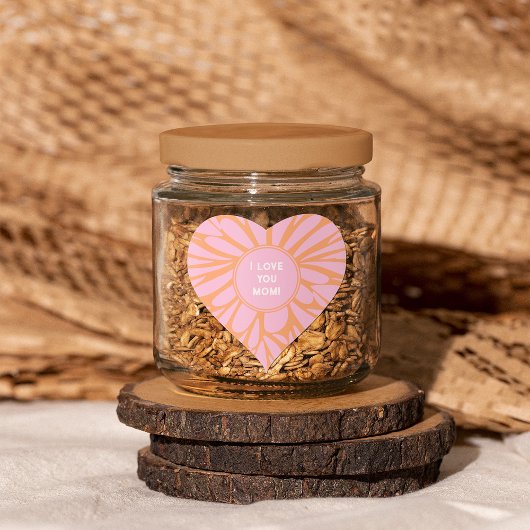 Sticker Cœur Je t'aime maman floral éclat pastel orange rose