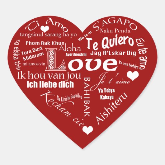 Sticker Cœur Je t'aime-plusieurs langues+coeurs (Devant)