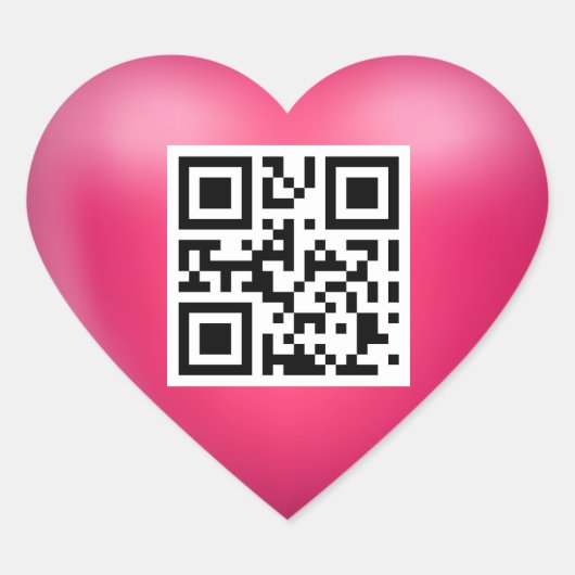 Sticker Cœur Je t'aime QR Code Rose (Devant)