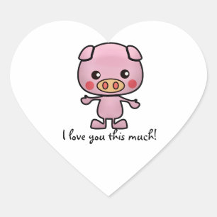 Sticker Cœur Je T'Aime Tant De Cochon