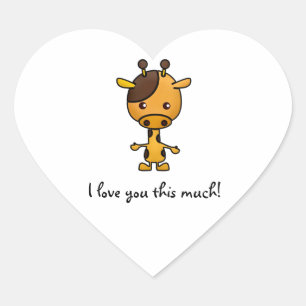 Sticker Cœur Je T'Aime Tant De Giraffe
