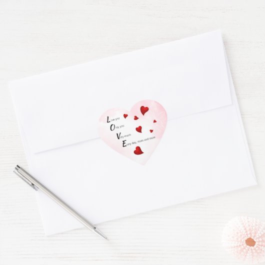 Sticker Cœur Je t'aime, Valentine (Enveloppe)
