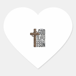 Sticker Cœur Jean 3_16 Croix Gravure Vintage Design Chrétien