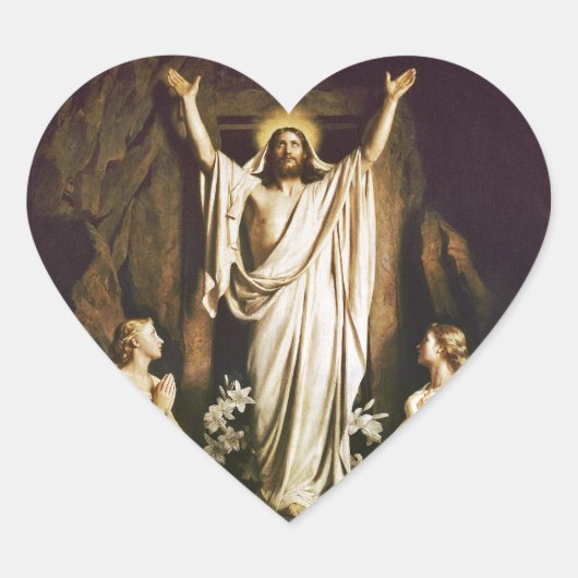 Sticker Cœur Jésus avec Marie après la résurrection (Devant)