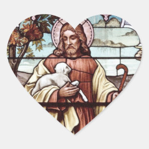 Sticker Cœur Jésus avec son mouton