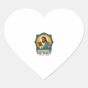 Sticker Cœur Jésus Code QR flou ne scannera pas Menu Humour Tec