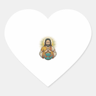 Sticker Cœur Jésus déçu Ballon de sport dégonflé Échec de gym