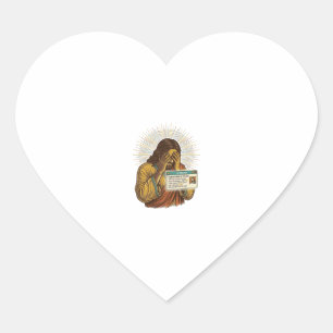 Sticker Cœur Jésus embarrassé Statut de dix ans Humour_1