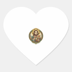 Sticker Cœur Jésus envoie un baiser Cœur rouge Bouton J'aime Hu