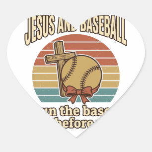 Sticker Cœur Jésus et Baseball Vintage Chemise Chrétienne