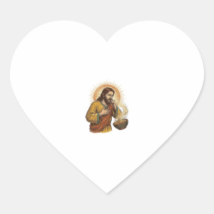 Sticker Cœur Jésus s'étouffant avec un miettes de chips de tort