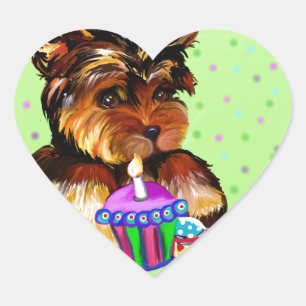 STICKER CŒUR JEUX ANNIVERSAIRE YORKIE POO