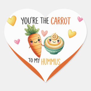 Sticker Cœur Joli Carotte Kawaii et Houmous