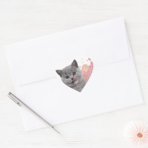 Sticker Cœur Joli chat