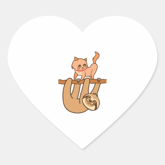 Sticker Cœur Joli chat Sloth ! (Devant)