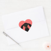 Sticker Cœur Joli chiot teckel à longs poils (Enveloppe)