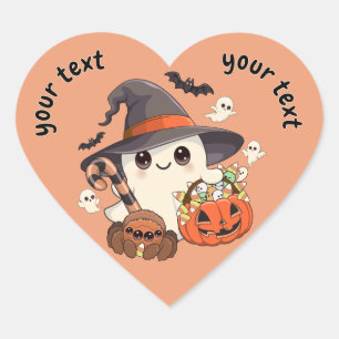 Sticker Cœur Joli fantôme de Halloween de style Kawaii