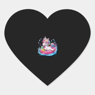 Sticker Cœur Joli licorne appréciant la glace amusant pour une