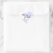 Sticker Cœur Joli Mariage Lilac/Rose Aquarelle/Script Merci (Sac)