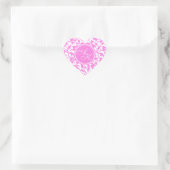 Sticker Cœur Joli Monogramme rose et blanc Damas (Sac)