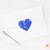 Sticker Cœur Joli Motif Blue Daisy (Enveloppe)
