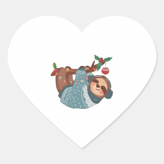 Sticker Cœur Joli Noël serrant Sloth (Devant)