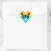 Sticker Cœur Joli papillon arc-en-ciel (Sac)