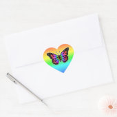 Sticker Cœur Joli papillon arc-en-ciel (Enveloppe)