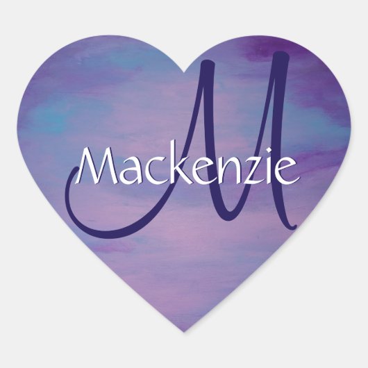 Sticker Cœur Joli Pastels | Cloud rose mignon Ciel bleu violet (Devant)