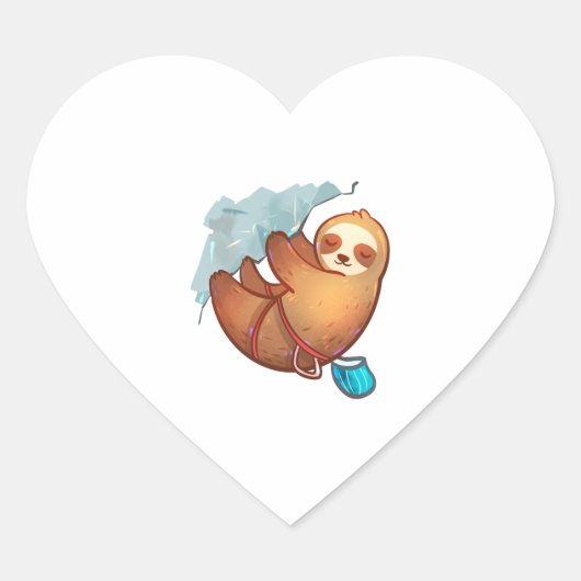 Sticker Cœur Joli Rock Escalade Sloth (Devant)