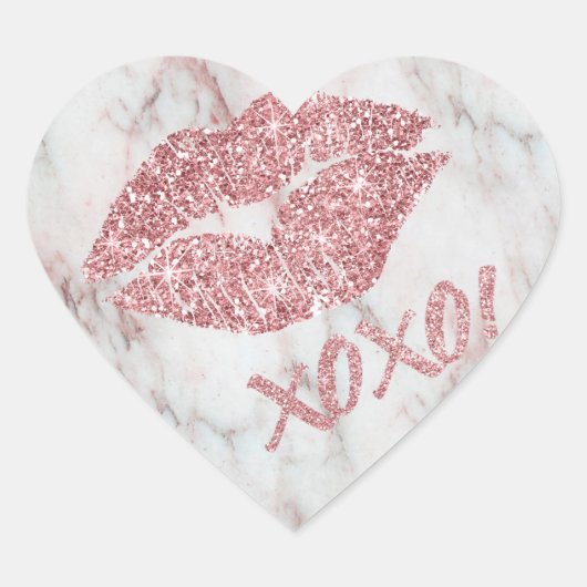 Sticker Cœur Joli Rose Faux Parties scintillant XOXO (Devant)