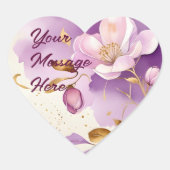 Sticker Cœur Joli violet or Floral (Devant)