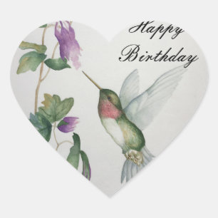 Sticker Cœur Jolie Aquarelle d'anniversaire