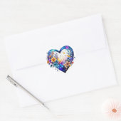 Sticker Cœur Jolie aquarelle Floral Heart (Enveloppe)
