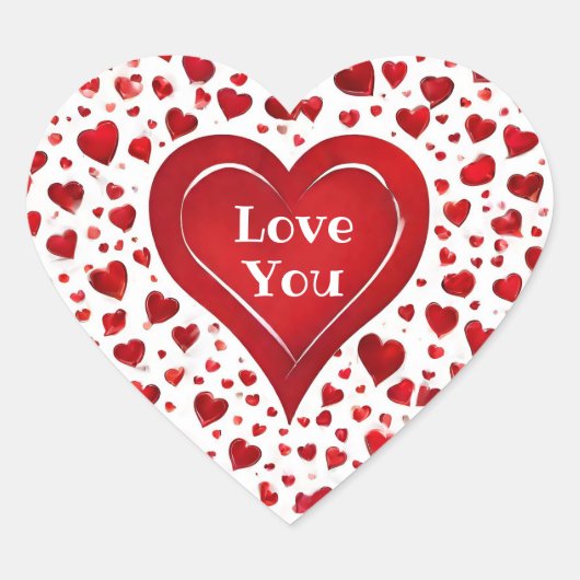 Sticker Cœur Jolie fille Amour rouge et blanc (Devant)