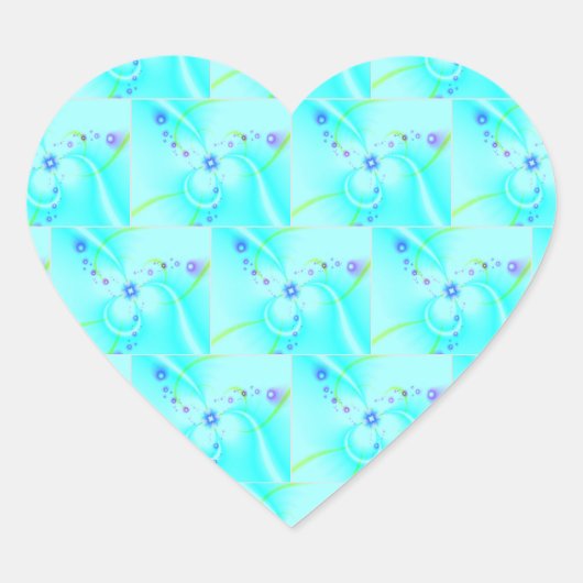 Sticker Cœur Jolie Fleur Bleue (Devant)