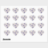 Sticker Cœur Jolie Fleurs Blanches Violettes (Feuille)