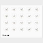 Sticker Cœur Jolie Papillon Bleu Blanc Shower Nuptial (Feuille)