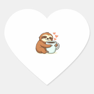 Sticker Cœur Jolie Sloth Accrocher Big Coffee Cup Premium T-Shi