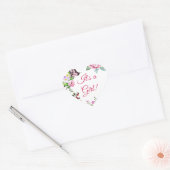 Sticker Cœur Jolies fleurs et papillon Sa fille (Enveloppe)