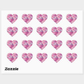 Sticker Cœur Jolies Fleurs Roses (Feuille)