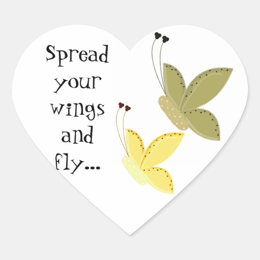 Sticker Cœur Jolis papillons avec citation (Devant)