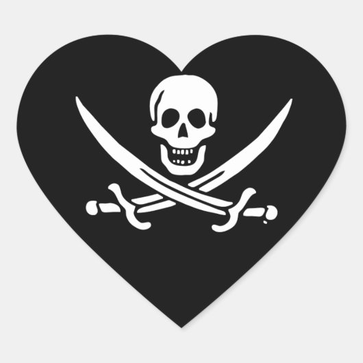 Sticker Cœur Jolly roger drapeau de pirate (Devant)