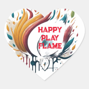 Sticker Cœur Jouer à la conception de flamme