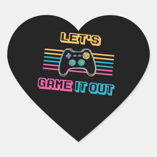 Sticker Cœur Jouons-le dehors - style rétro (Devant)