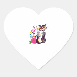 Sticker Cœur Jour des Chemises Mortes Halloween sucre Chat Dia